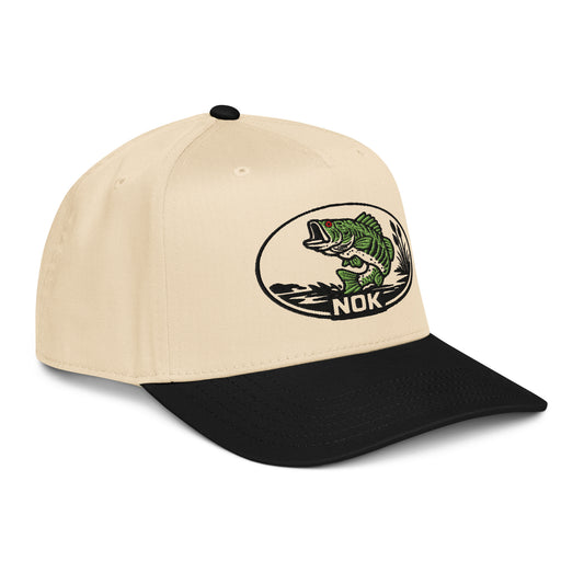 NOK Topwater black 5-panel hat, right front view