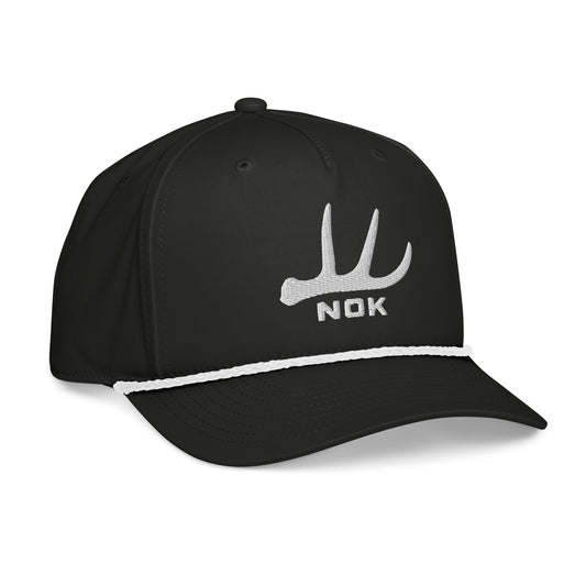 NOK The 3 Point black rope cap with shed antler logo, right front view