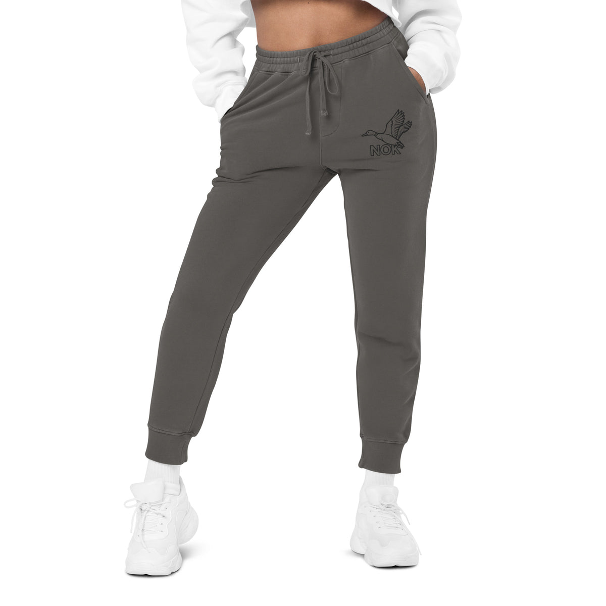 NOK For Her pigment-dyed sweatpants, black, front view